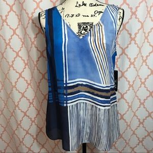 Nic+Zoe Silk Blend Blue, White, & Black Tank